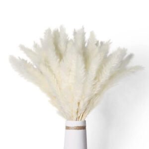 40Pcs Natural Dried White Pampas Grass 45CM Fluffy and Swinging DIY Boho Plant for Wedding Flower Arrangements Decor
