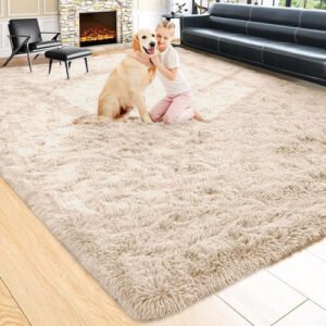 (BEIGE, 160X230 CM) Extra Large Rugs Fluffy Shaggy Living Room Rug