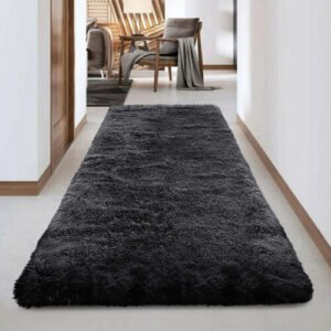 (BLACK, 80X300 CM) Extra Large Rugs Fluffy Shaggy Living Room Rug