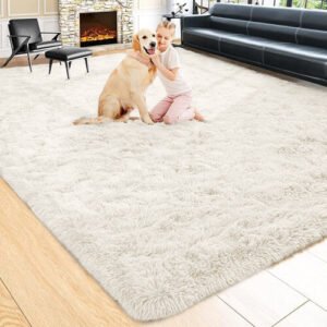 (CREAM, 160X230 CM) Extra Large Rugs Fluffy Shaggy Living Room Rug