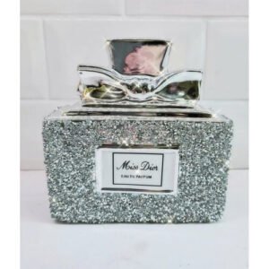 CRUSHED DIAMOND SILVER CRYSTAL STUNNING BOTTLE, SHELF SITTER!, SPARKLY
