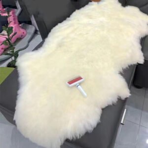 (L) Natural Sheepskin Rug Pelt Soft Fleece Ivory White