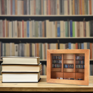 LLhappy Relief Anxiety Bookshelf with 200Books Miniature Library Wooden Shake Away Your A