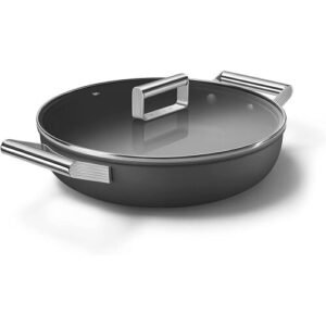 Smeg CKFD2811BLM Skillet Deeppan 28cm and Lid Black, Aluminium, Brand New