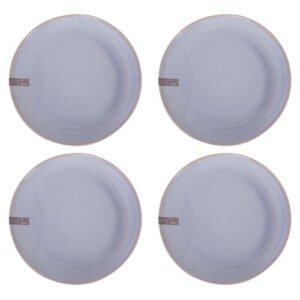 Set of 4 Reactive Glaze Stoneware Dinner Plates Blue Green Grey Dinnerware Set