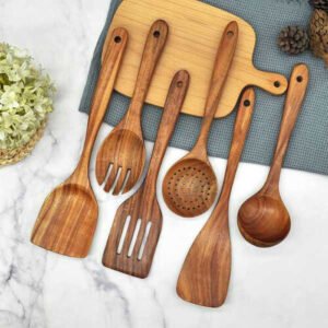 6Pcs Wooden Kitchen Utensil Set Healthy Cooking Utensils Set