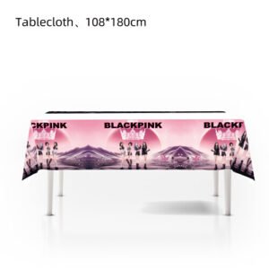 (Tablecloth) Birthday Blackpink Themed Party Decoration Supplies Banner Balloon Cutlery Set