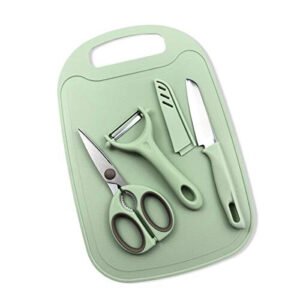 Kitchen Peeler Set, Set of 4 Kitchen Small Knife Set Including Kitchen Vegetable Peeler, Food Scissor, Cutting Board and Knife, for Kitchen, Office,