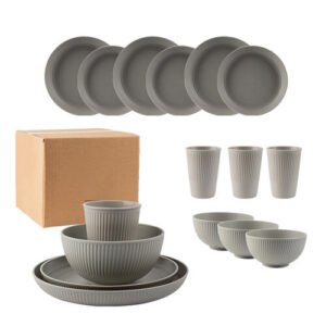 (Grey) Dishes Bowls Disk Water Cup Dinnerware Sets