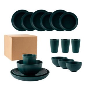 (Dark green) Dishes Bowls Disk Water Cup Dinnerware Sets