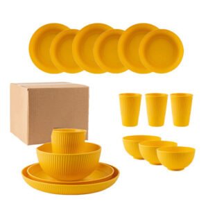 (Yellow) Dishes Bowls Disk Water Cup Dinnerware Sets