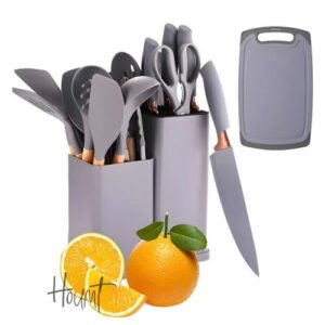 Houmt Silicone Cooking Utensil Set Silicone Kitchen Utensil Set-19 pcs Wooden Handles