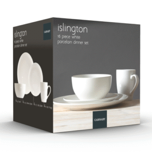Carnaby Islington 16PC Dinnerware Porcelain White 4 Person Dinner Set 16 Piece Dishwasher Microwave Safe
