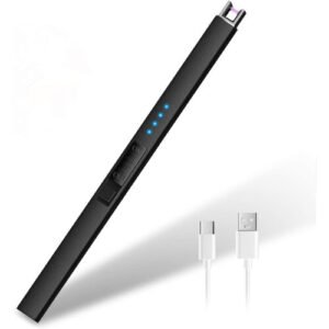 Electric Candle Lighter USB-C Rechargeable Arc Lighter, Windproof, Long Flexible Rod, Battery Indicator, For Candle, Stove, BBQ