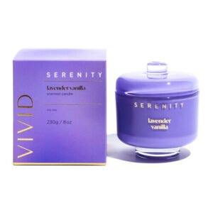 Serenity Vivid Glass Candle With Lid - Lavender Vanilla