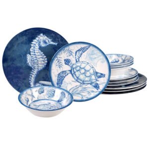 Certified International Oceanic 12 piece Melamine Dinnerware Set  Service for 4  Multi Colored