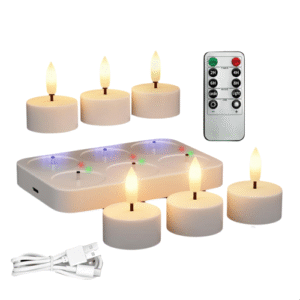 Rechargeable Flameless Tea Lights Candles with Charging Station