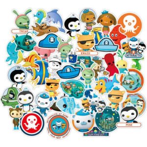 (Sticker - 50pcs, Other) Octonauts Birthday Party Decoration Kids Toy Aluminum Foil Balloon Disposable Tableware Event Supplies Barnacles Peso Backdrop