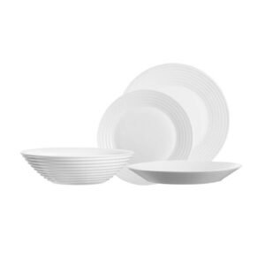 Dinnerware Set Luminarc Harena Glass White Crockery Plates Bowl Microwave Safe