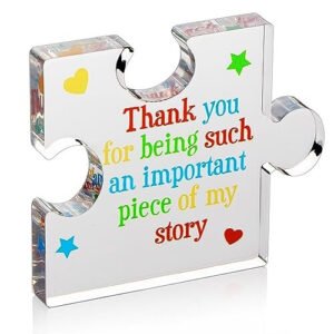Teacher Appreciation Gifts for Women, Men - Thank You Paperweight Acrylic Block Puzzle 3.35 x 2.76 inch - Heartwarming Teacher Gift - Cute Student
