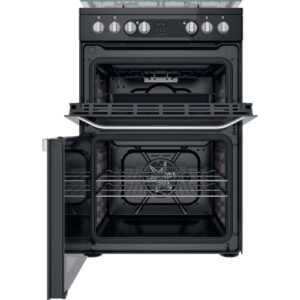 Hotpoint 60cm Dual Fuel Cooker – Black – Double Oven